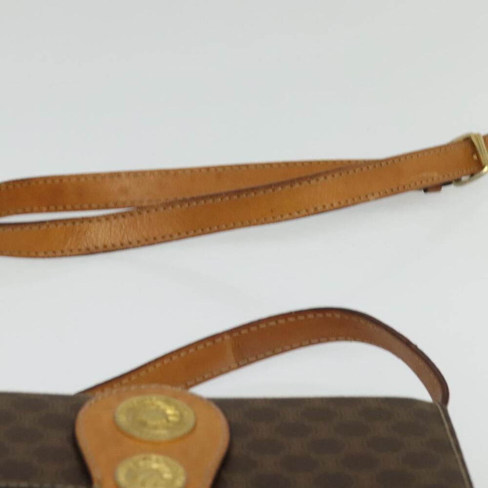CELINE Macadam Canvas Shoulder Bag Pvc Leather Brown Gold - Picture 8 of 12